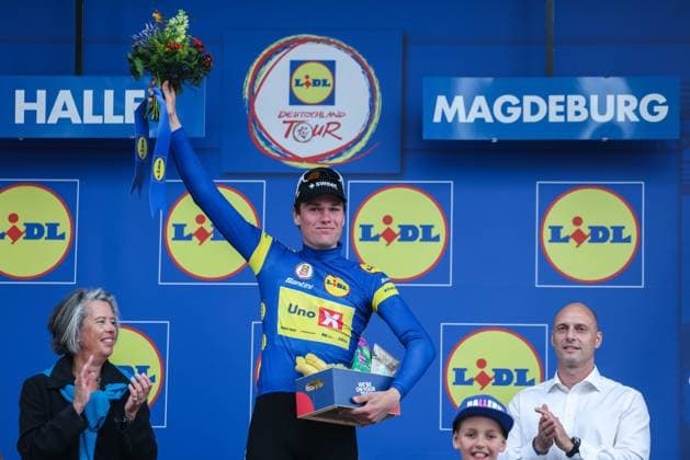Radsport UCI ProSeries Men Elite LIDL Deutschland Tour 2025 Etappe 4 Halle - Magdeburg am 24.08.2025 Soren Waerenskjold ( UNO-X MOBILITY ) gewinnt die LIDL Deutschland Tour 2025