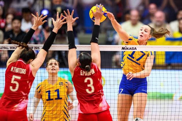 250824 Anna Haak of Sweden during the women s volleyball World Championship, WM, Weltmeisterschaft match between Thailand and Sweden on August 24, 2025 in Bangkok. Photo: Kaikungwon Duanjumroon BILDBYRAN kod XY XY0072 volleyboll volleyball dam vm thailand sverige bbeng Copyright: KaikungwonxDuanjumroon BB250824ZX010