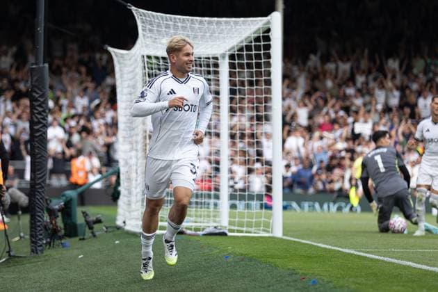 Emile Smith Rowe of Fulham goal celebration during the Premier League match between Fulham and Manchester United, ManU at Craven Cottage on August 24, 2025 in London, England. Copyright: xPedroxSoaresx xSPPx Sportspressphoto_SPR15518