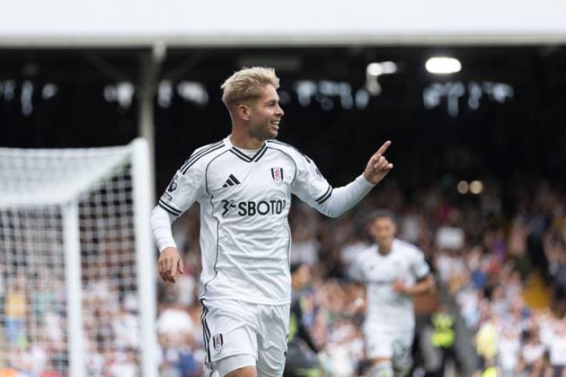 Emile Smith Rowe of Fulham goal celebration during the Premier League match between Fulham and Manchester United, ManU at Craven Cottage on August 24, 2025 in London, England. Copyright: xPedroxSoaresx xSPPx Sportspressphoto_SPR15522