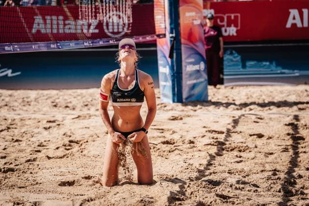 Beachvolleyball Frauen Allianz German Beach Tour 2025 Tourstop Berlin 24.08.2025 Lea Kunst ärgert sich Berlin Funkhaus Beach Berlin Deutschland