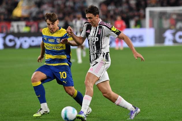 Foto IPP Massimo Rana Torino 24-08-2025 Calcio Campionato di Serie A 2025 2026 Juventus-Parma nella foto andrea cambiaso e adrian bernabe Italy Photo Press - World Copyright italy ITALY  Copyright: xR4924_italyphotopressx