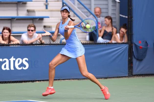 August 24, 2025, New York City, New York, United States: OLGA DANILOVIC of Serbia during the match against M. Uchijima of Japan in the first round of US Open 2025 at the USTA Billie Jean King National Tennis Center. Queens, New York City. New York City United States - ZUMAc278 20250824_zsp_c278_024 Copyright: xMarcinxCholewinskix