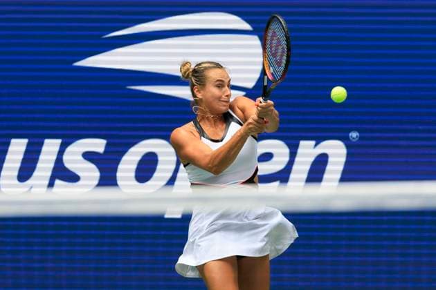 August 24, 2025, Flushing Meadows, New York, USA: Aryna Sabalenka (in photo) during a match against Rebeka Masarova on Day 1 of the 2025 US Open at USTA Billie Jean King National Tennis Center on Sunday August 24, 2025 in the Flushing neighborhood of the Queens borough of New York City. JAVIER ROJAS PI Flushing Meadows USA - ZUMAp124 20250824_zaa_p124_048 Copyright: xJavierxRojasx