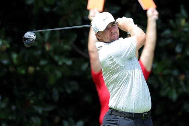 ATLANTA, GA - AUGUST 24: Chris Gotterup of the United States hits his tee shot on hole 13 during the final round of the PGA, Golf Herren Tour Championship on August 24, 2025 at East Lake Golf Club in Atlanta, GA. (Photo by Jeff Robinson Icon Sportswire) GOLF: AUG 24 PGA FedEx Cup Playoffs - Tour Championship EDITORIAL USE ONLY Icon25082465277