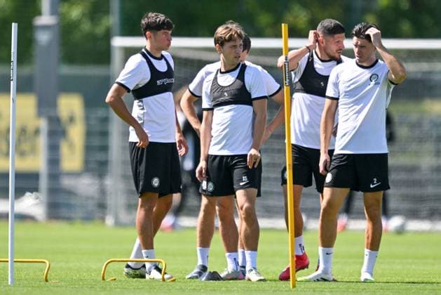 SOCCER - UEFA CL, Sturm vs Bodo GRAZ,AUSTRIA,25.AUG.25 - SOCCER - UEFA Champions League, play off, SK Sturm Graz FK Bodo Glimt, preview, training Sturm. Image shows players of Sturm.  GEPAxpictures xAvnixRetkoceri