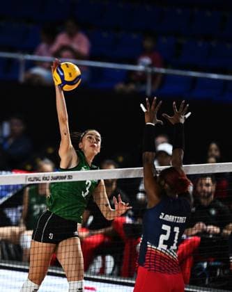 (250825) -- CHIANG MAI, Aug. 25, 2025 -- Sofia Maldonado Diaz (L) of Mexico spikes the ball during the Preliminary Phase Pool F match between the Dominican Republic and Mexico at the Volleyball Women s World Championship, WM, Weltmeisterschaft in Chiang Mai, Thailand, Aug. 25, 2025. ) (SP)THAILAND-CHIANG MAI-VOLLEYBALL-WOMEN S WORLD CHAMPIONSHIP-THE DOMINICAN REPUBLIC VS MEXICO HouxZhaokang 