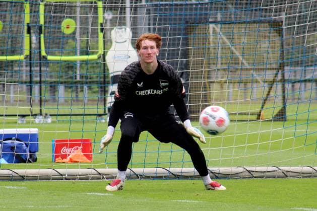 DEU, DFL, 2. FBL Hertha BSC, Training, 25.08.2025, Sportforum, Berlin, DEU, DFL, 2. FBL Hertha BSC, Training, im Bild Konstantin Heide (Hertha BSC) DFL - regulations prohibit any use of Photographs as image sequences and or quasi-video
