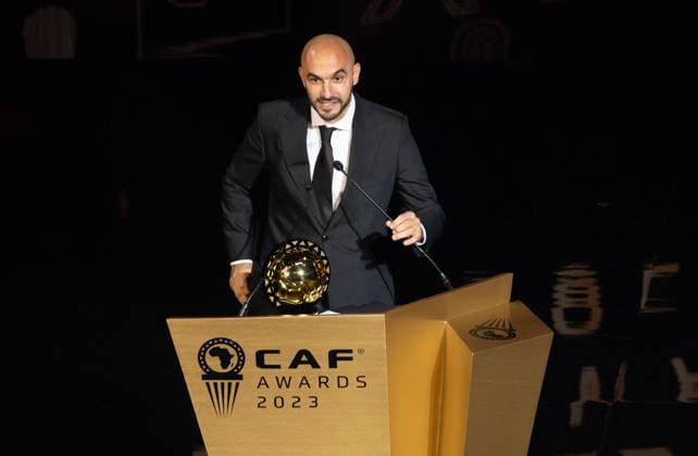 CAF Awards 2023 in the Moroccan city of Marrakech MARRAKECH, MOROCCO - DECEMBER 11: Coach of the Year, Walid Regragui (Morocco) makes a speech at the Confederation of African Football (CAF) Awards 2023 in the Moroccan city of Marrakech on December 11, 2023. Marakes Fas. Editorial use only. Please get in touch for any other usage.  Copyright: x2025xAnadoluxAbuxAdemxMuhammedx