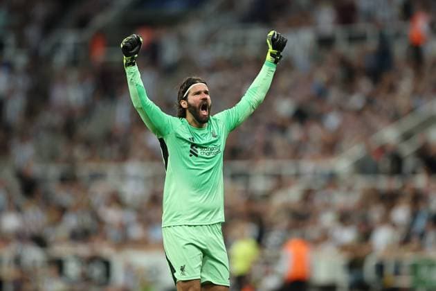 Newcastle United v Liverpool FC 25 August 2025 Newcastle-upon-Tyne - Premier League Football - Newcastle United v Liverpool FC - Liverpool goalkeeper Alisson Becker celebrates the opening goal - (Photo by Dan Chesterton) Newcastle-upon-Tyne UK Copyright: xDanxChestertonxOffside