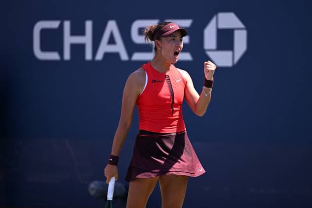 (250826) -- NEW YORK,, Aug. 26, 2025 -- Yuan Yue of China reacts during the women s singles first round match against Liudmila Samsonova of Russia at the 2025 US Open tennis championships in New York, the United States, on Aug. 25, 2025. ) (SP)U.S.-NEW YORK-TENNIS-US OPEN-WOMEN S SINGLES LixRui 