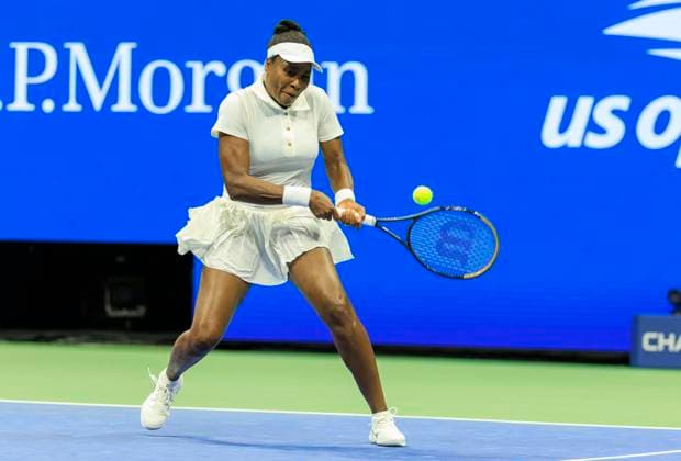 August 25, 2025, Flushing Meadows, New York, USA: Venus Williams during her match against Karolina Muchova on Day 2 of the 2025 US Open at USTA Billie Jean King National Tennis Center on Monday August 25, 2025 in the Flushing neighborhood of the Queens borough of New York City. JAVIER ROJAS PI Flushing Meadows USA - ZUMAp124 20250825_zaa_p124_086 Copyright: xJavierxRojasx