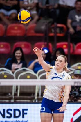 250826 Elsa Arrestad of Sweden during the women s volleyball World Championship, WM, Weltmeisterschaft match between Sweden and Egypt on August 26, 2025 in Bangkok. Photo: Kaikungwon Duanjumroon BILDBYRAN kod XY XY0070 volleyboll volleyball landslaget egypt sverige egypten national team, Nationalteam sweden dam bbeng vm world championship Copyright: KaikungwonxDuanjumroon BB250826BB232