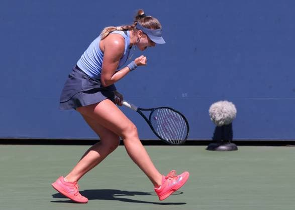 Victoria Jiminez Kasintseva (AND) macht die Faust und jubelt,Jubel,Freude,Emotion, USTA Billie Jean King National Tennis Center, Flushing Meadows, New York, USA . Copyright: xJuergenxHasenkopfx