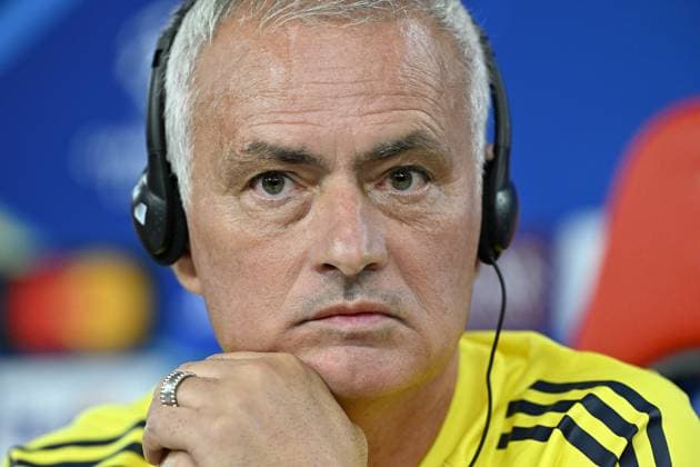 Ahead of Benfica v Fenerbahce - UEFA Champions League LISBON, PORTUGAL - AUGUST 26: Head coach Jose Mourinho of Fenerbahce answers the questions of journalists after the training session at the club s facility ahead of the UEFA Champions League play-off second leg match against Fenerbahce in Lisbon, Portugal, on August 26, 2025. Burak Akbulut Anadolu Lisbon Portugal. Editorial use only. Please get in touch for any other usage.  Copyright: x2025xAnadoluxBurakxAkbulutx