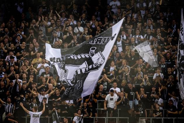 STURM GRAZ vs BODO GLIMT Fans of Sturm during second leg of play off round of UEFA Champions League football match between SK Sturm Graz and FK Bodo Glimt. Worthersee Stadion, Klagenfurt, Austria, August 26, 2025. Photo by Branislav Racko Copyright: xx 080A7220