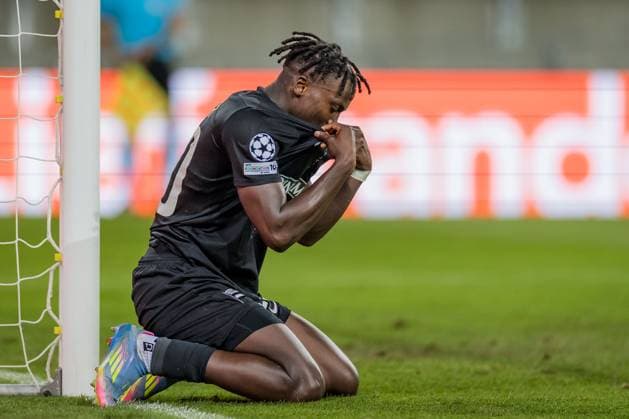 SOCCER - UEFA CL, Sturm vs Bodo KLAGENFURT,AUSTRIA,26.AUG.25 - SOCCER - UEFA Champions League, play off, SK Sturm Graz vs FK Bodo Glimt. Image shows the disappointment of Seedyahmed Jatta (Sturm).  GEPAxpictures xMatthiasxTrinkl