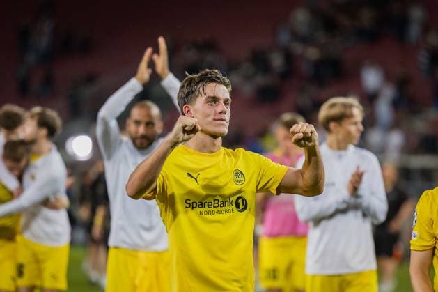 SOCCER - UEFA CL, Sturm vs Bodo KLAGENFURT,AUSTRIA,26.AUG.25 - SOCCER - UEFA Champions League, play off, SK Sturm Graz vs FK Bodo Glimt. Image shows the rejoicing of Magnus Riisnaes (Bodo Glimt).  GEPAxpictures xMatthiasxTrinkl