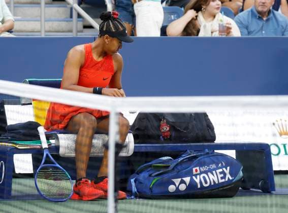 Naomi Osaka of Japan has a Labubu hanging from her bag when she arrives on the court for her first round match against Greet Minnen of Belgium in Louis Armstrong Stadium on day 3 at the 2025 US Open Tennis Championship at the USTA Billie Jean King National Tennis Center in New York City on Tuesday, August 26, 2025.  NYP20250826147 JOHNxANGELILLO