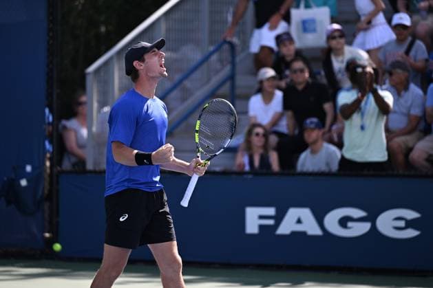(250827) -- NEW YORK, Aug. 27, 2025 -- Valentin Royer of France celebrates after winning the men s singles first round match against Bu Yunchaokete of China at the 2025 US Open tennis championships in New York, the United States, on Aug. 25, 2025. ) (SP)U.S.-NEW YORK-TENNIS-US OPEN-MEN S SINGLES LixRui 