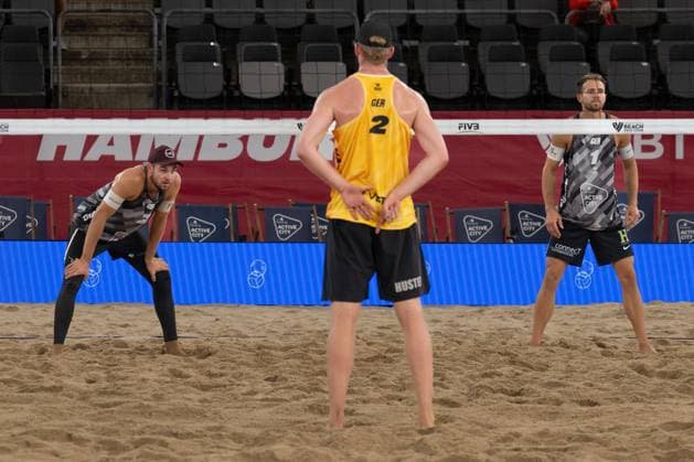 RECORD DATE NOT STATED Beach Pro Tour - Elite 16 Hamburg, 27.08.2025 Benedikt Sagstetter (Player No. 2, GER), Jonas Sagstetter (Player No. 1; Beach Pro Tour - Elite 16 Hamburg am 27.08.2025 Copyright: xBEAUTIFULxSPORTS PeterxWeberx