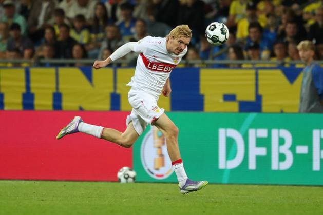 Braunschweig vs. Stuttgart, DFB Pokal 1. Runde Braunschweig, 26.08.2025, FUßBALL - Eintracht Braunschweig vs. VfB Stuttgart, 1. Runde DFB Pokal, Saison 2025 26. Nick Woltemade (VfB Stuttgart) Braunschweig