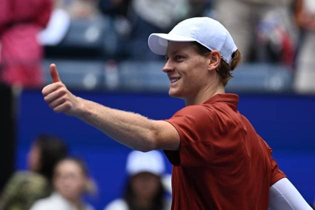 (250827) -- NEW YORK, Aug. 27, 2025 -- Jannik Sinner of Italy celebrates after the men s singles first round match against Vit Kopriva of the Czech Republic at the 2025 US Open tennis championships in New York, the United States, on Aug. 26, 2025. ) (SP)U.S.-NEW YORK-TENNIS-US OPEN-MEN S SINGLES LixRui 