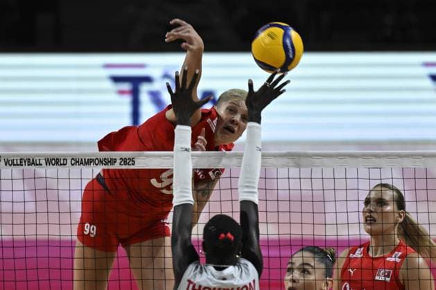 Turkiye v Canada - FIVB Women’s World Volleyball Championship NAKHON RATCHASIMA, THAILAND - AUGUST 27: Ebrar Karakurt (99) of Turkiye in action during the FIVB Women s Volleyball World Championship, WM, Weltmeisterschaft match between Turkiye and Canada at Korat Chatchai Hall in Nakhon Ratchasima, Thailand, on August 27, 2025. Mustafa Hatipoglu Anadolu Nakhon Ratchasima Thailand. Editorial use only. Please get in touch for any other usage.  Copyright: x2025xAnadoluxMustafaxHatipoglux