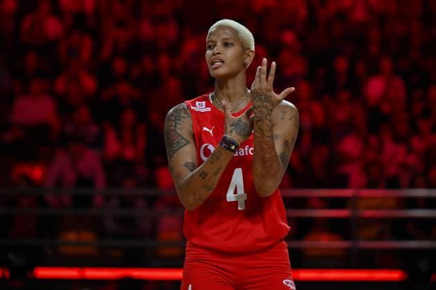 Turkiye v Canada - FIVB Women’s World Volleyball Championship NAKHON RATCHASIMA, THAILAND - AUGUST 27: Melissa Teresa Vargas (4) of Turkiye reacts during the FIVB Women s Volleyball World Championship, WM, Weltmeisterschaft match between Turkiye and Canada at Korat Chatchai Hall in Nakhon Ratchasima, Thailand, on August 27, 2025. Mustafa Hatipoglu Anadolu Nakhon Ratchasima Thailand. Editorial use only. Please get in touch for any other usage.  Copyright: x2025xAnadoluxMustafaxHatipoglux