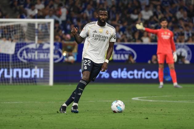 Spain - Real Oviedo vs Real Madrid CF - 24 08 2025 SPAIN, OVIEDO, AUGUST 24. Antonio Rudiger of Real Madrid during the LaLiga EA Sports football match between Real Oviedo and Real Madrid CF at Estadio Carlos Tartiere on August 24, 2025 in Oviedo, Spain. Photo by Manuel Blondeau AOP.Press Oviedo Estadio Carlos Tartiere Asturias Spain Copyright: x ManuelxBlondeau AOP.Pressx AOP20250824-0083
