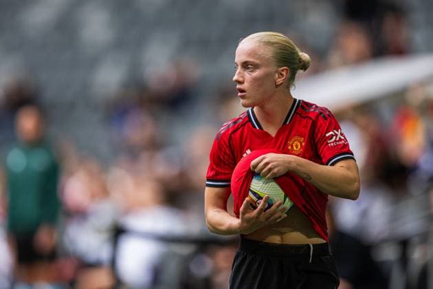 250827 Anna Sandberg of Manchester United, ManU during the UEFA Women s Champions League qualifying match between Manchester United and PSV Eindhoven on August 27, 2025 in Stockholm. Photo: Jonathan Näckstrand BILDBYRAN COP 94 JN0223 fotboll football soccer fotball uefa womens champions league manchester united wfc psv eindhoven dam bbeng Copyright: JONATHANxNÄCKSTRAND BB250827JN033