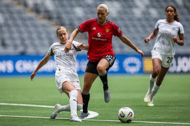 250827 Lisa Naalsund of Manchester United, ManU during the UEFA Women s Champions League qualifying match between Manchester United and PSV Eindhoven on August 27, 2025 in Stockholm. Photo: Jonathan Näckstrand BILDBYRAN COP 94 JN0223 fotboll football soccer fotball uefa womens champions league manchester united wfc psv eindhoven dam bbeng Copyright: JONATHANxNÄCKSTRAND BB250827JN053