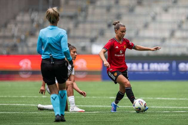 250827 Julia Zigiotti Olme of Manchester United, ManU during the UEFA Women s Champions League qualifying match between Manchester United and PSV Eindhoven on August 27, 2025 in Stockholm. Photo: Jonathan Näckstrand BILDBYRAN COP 94 JN0223 fotboll football soccer fotball uefa womens champions league manchester united wfc psv eindhoven dam bbeng Copyright: JONATHANxNÄCKSTRAND BB250827JN054