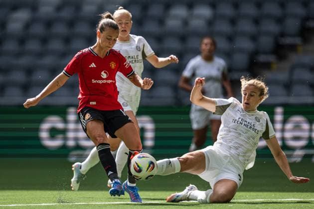 250827 Julia Zigiotti Olme of Manchester United, ManU during the UEFA Women s Champions League qualifying match between Manchester United and PSV Eindhoven on August 27, 2025 in Stockholm. Photo: Jonathan Näckstrand BILDBYRAN COP 94 JN0223 fotboll football soccer fotball uefa womens champions league manchester united wfc psv eindhoven dam bbeng Copyright: JONATHANxNÄCKSTRAND BB250827JN074