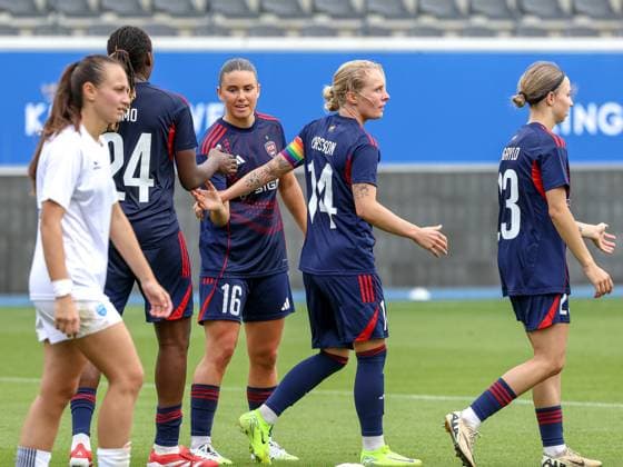 250827 UWCL ROSENGARD VS LJUBOTEN Rosengard players celebrating the goal of Emilia Larsson (14) of FC Rosengard (4-0) during women™s soccer match between FC Rosengard (SWE) and ZFK Ljuboten (MKD), group 3, second qualifying round of Women™s Champions League 2025-2026 on Wednesday 27 August 2025 in Leuven, Belgium. PHOTO SPORTPIX SEVIL OKTEM LEUVEN DEN DREEF VLAAMS BRABANT BELGIUM  Copyright: xSportpix.bex xSevilxOktemxSevilxOktemx