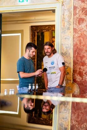 27.08.2025, GER, Handball, Maenner, Saison 25 26, Daikin 1.Bundesliga,Pressekonferenz des ThSV Eisenach vor dem 1. Spieltag gegen den SC DHfK Leipzig Patrice Rabich Sebastian Hinze (ThSV Eisenach,Trainer) 99817 Eisenach Stadtschloss Eisenach Thueringen Deutschland
