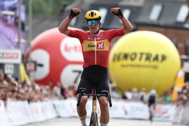 Muur Classic Geraadsbergen 2025 Cycling Race GERAARDSBERGEN, BELGIUM - AUGUST 27 : Abrahamsen Jonas (NOR) of Uno-X Mobility wins during the 3th edition of Muur Classic Geraardsbergen an UCI Europe Tour 1.1 one day cycling road race for Men Elite of 177.8 km with start in Geraardsbergen and finish in Geraardsbergen on August 27, 2025 in Geraardsbergen, Belgium, 27 08 2025 - GERAARDSBERGEN Belgium  Copyright: xTvwx