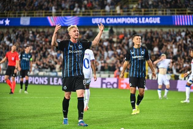 Club Brugge v Rangers FC - UEFA Champions League BRUGGE, BELGIUM - AUGUST 27 : Seys Joaquim defender of Club Brugge celebrating scoring a goal (4-0) during the UEFA Champions League 2025 26 play-off round second leg between Club Brugge and Rangers FC on August 27, 2025 in Brugge, Belgium, 27 08 2025 Brugge Belgium  Copyright: xPeterxDexVoechtx