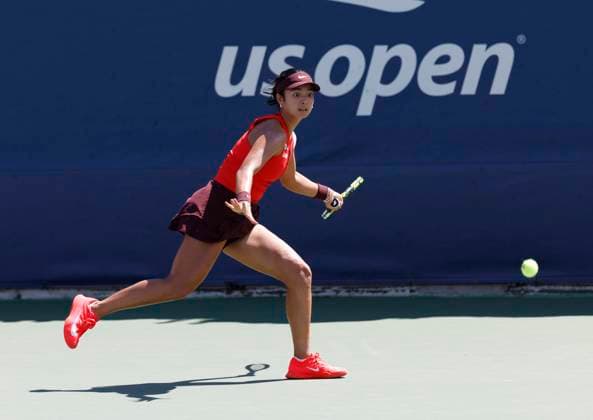 Alexandra Eala of the Philippines returns a ball to Cristina Bucsa Spain in the first set of their second round match on court 7 on day 4 at the 2025 US Open Tennis Championship at the USTA Billie Jean King National Tennis Center in New York City on Wednesday, August 27, 2025. Bucsa defeated Eala in straight sets.  NYP20250827123 JOHNxANGELILLO