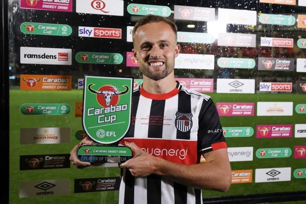 Charles Vernam of Grimsby Town with the Carabao player of the match award. Grimsby Town v Manchester United, ManU EFL Carabao Cup, Second Round, Football, Blundell Park, Grimsby, UK - 27 Aug 2025Grimsby Blundell Park United Kingdom EDITORIAL USE ONLY No use with unauthorised audio, video, data, fixture lists, club league logos or live services. Online in-match use limited to 120 images, no video emulation. No use in betting, games or single club league player publications. Copyright: xRyanxBrowne Shutterstockx 15457581bw