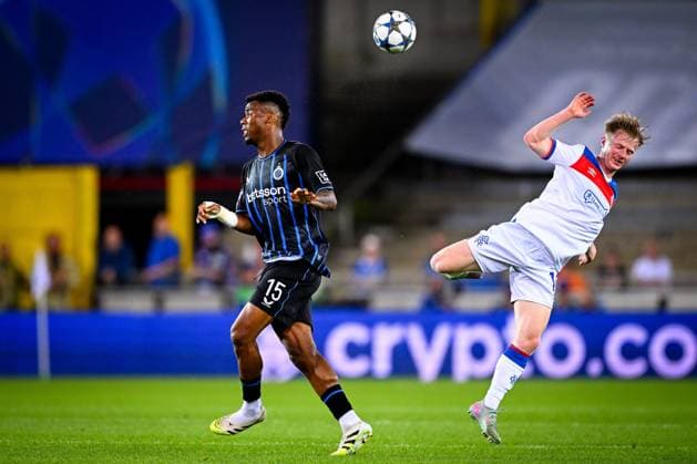 Club Brugge v Rangers FC - UEFA Champions League BRUGGE, BELGIUM - AUGUST 27 : Onyedika Nwadike Raphael midfielder of Club Brugge and Cameron Lyall midfielder of Rangers FC during the UEFA Champions League 2025 26 play-off round second leg between Club Brugge and Rangers FC on August 27, 2025 in Brugge, Belgium, 27 08 2025  Copyright: xTomasxSiskx