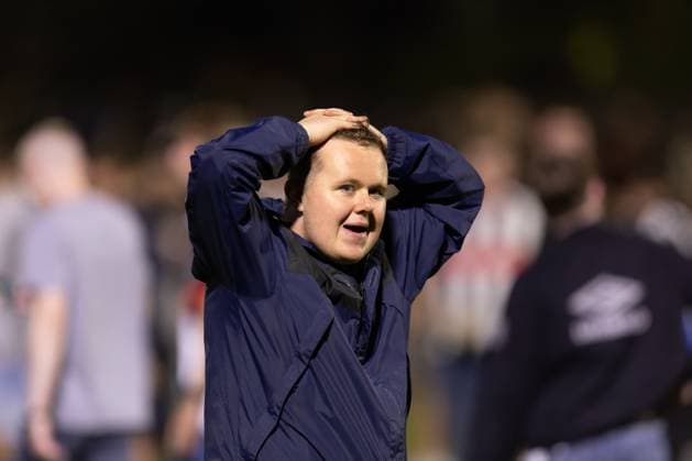 Grimsby Town FC v Manchester United, ManU EFL Cup 27 08 2025. Grimsby Town fan look of disbelief during the EFL Cup match between Grimsby Town FC and Manchester United at Blundell Park, Grimsby, United Kingdom on 27 August 2025. Editorial use only DataCo restrictions apply See www.football-dataco.com , Copyright: xJezxTighex PSI-22699-0172