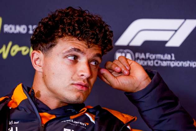 Lando Norris of the United Kingdom and McLaren F1 Team at the press conference, PK, Pressekonferenz prior to the start of the Formula 1 Heineken Dutch Grand Prix 2025 at Circuit Zandvoort on August 28, 2025 in Zandvoort, Netherlands. (Photo by Marcel ter Bals DeFodi Images)