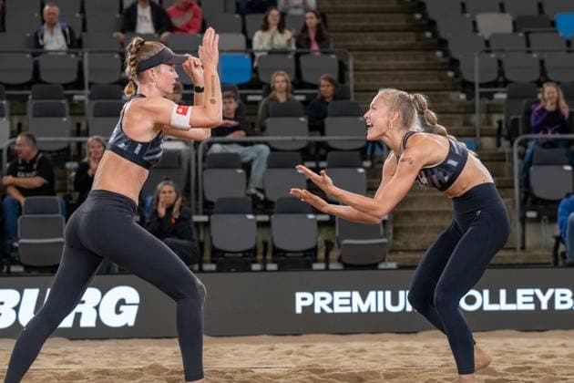 RECORD DATE NOT STATED Beach Pro Tour - Elite 16 Hamburg, 28.08.2025 Lea Sophie Kunst (Player No. 2, GER), Paula Schürholz (Player No. 1; Beach Pro Tour - Elite 16 Hamburg am 28.08.2025 Copyright: xBEAUTIFULxSPORTS PeterxWeberx