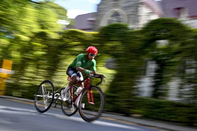 Saudi Arabia Fawaz Alfuwayz (MT2) pictured in action during the individual time trial at the UCI Para-cycling Road World Championships, Thursday 28 August 2025, in Ronse. The UCI Para-Cycling Road World Championships take place from 28 to 31 Augustus in Ronse. JASPERxJACOBS  x132648379x