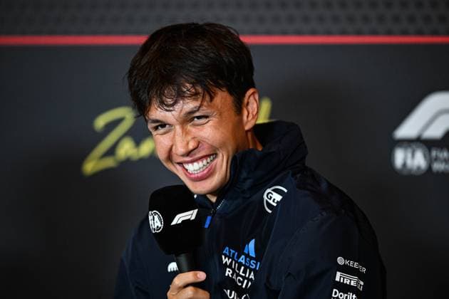 28th August 2025; Circuit Zandvoort, Zandvoort, North Holland, Netherlands; Formula 1 Heineken Dutch Grand Prix 2024; Arrival Day; Alex Albon (THA) of Atlassian Williams enjoys a joke in the press conference, PK, Pressekonferenz  GodfreyxPitt