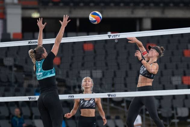 RECORD DATE NOT STATED Beach Pro Tour - Elite 16 Hamburg, 28.08.2025 Lea Sophie Kunst (Player No. 2, GER), Paula Schürholz (Player No. 1; Beach Pro Tour - Elite 16 Hamburg am 28.08.2025 Copyright: xBEAUTIFULxSPORTS PeterxWeberx