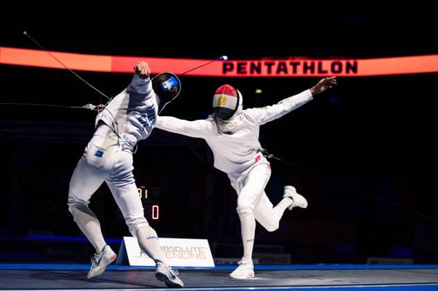 Czech modern pentathlete Matej Lukes competes during men s semi-finals for the World Championships in Kaunas, Lithuania, August 28, 2025. (CTKxPhoto FilipxKomorous) CTKPhotoF202508280029501  CTKPhotoF202508280029501