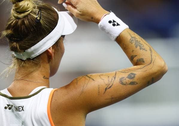 2025 US Open Tennis Championships, Day Four, Billy Jean-King Tennis Centre, Flushing Meadows, New York, USA, 28 08 2025 The Tattoos of Marketa Vondrusova (CZE) during her second round match against McCartnet Kessler (USA) in the 2025 US Open at Flushing Meadows New York Billy Jean King Tennis Centre, Flushing Meadows New York USA Copyright: xMarkxGreenwoodx
