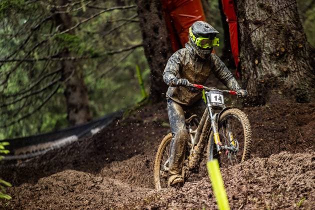 Whoop UCI Downhill Worldcup Les Gets MÄEUIBO Riko at Whoop UCI Downhill Worldcup Les Gets , 28.08.2025,in Les Gets ,FRA Foto: Sebastian Sternemann
